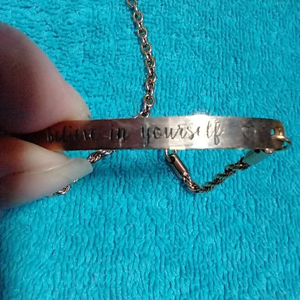 Goldtone Inspirational Chain Bar Bracelet Always Believe In Yourself Vintage